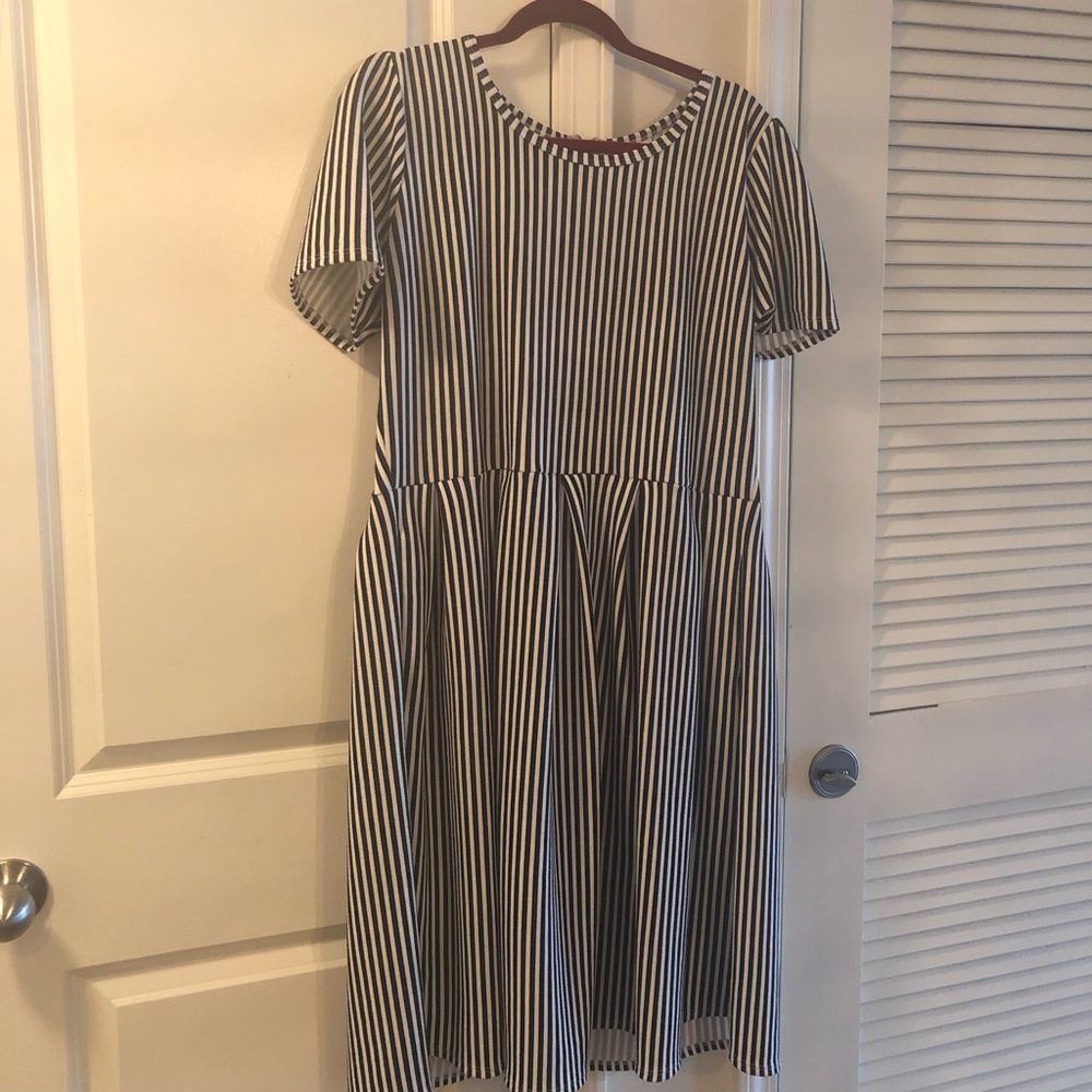 Black and white stripes Amelia dress LuLaRoe